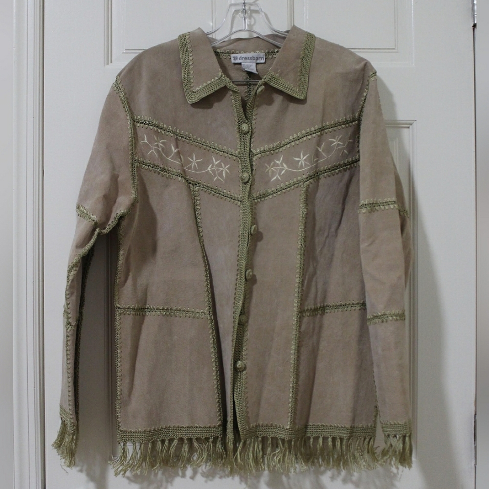 Dressbarn Leather Fringe Jacket (L)